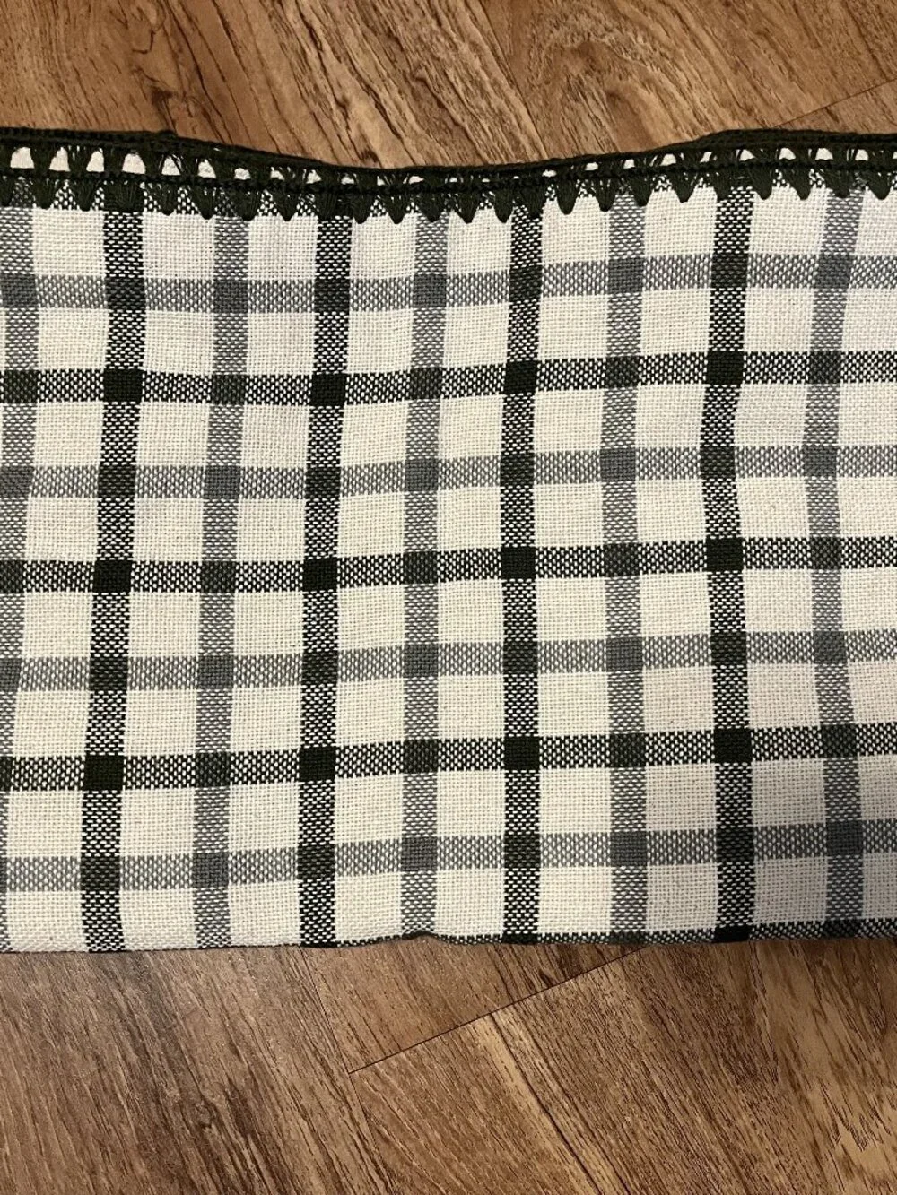 Pottery Barn Theo Plaid Green & Ivory Table Runner 18 x 108